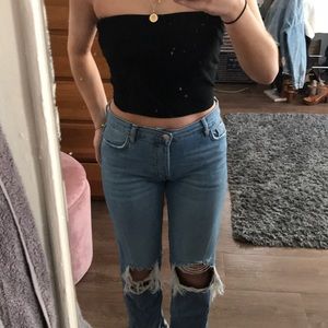 Black ribbed tube top!